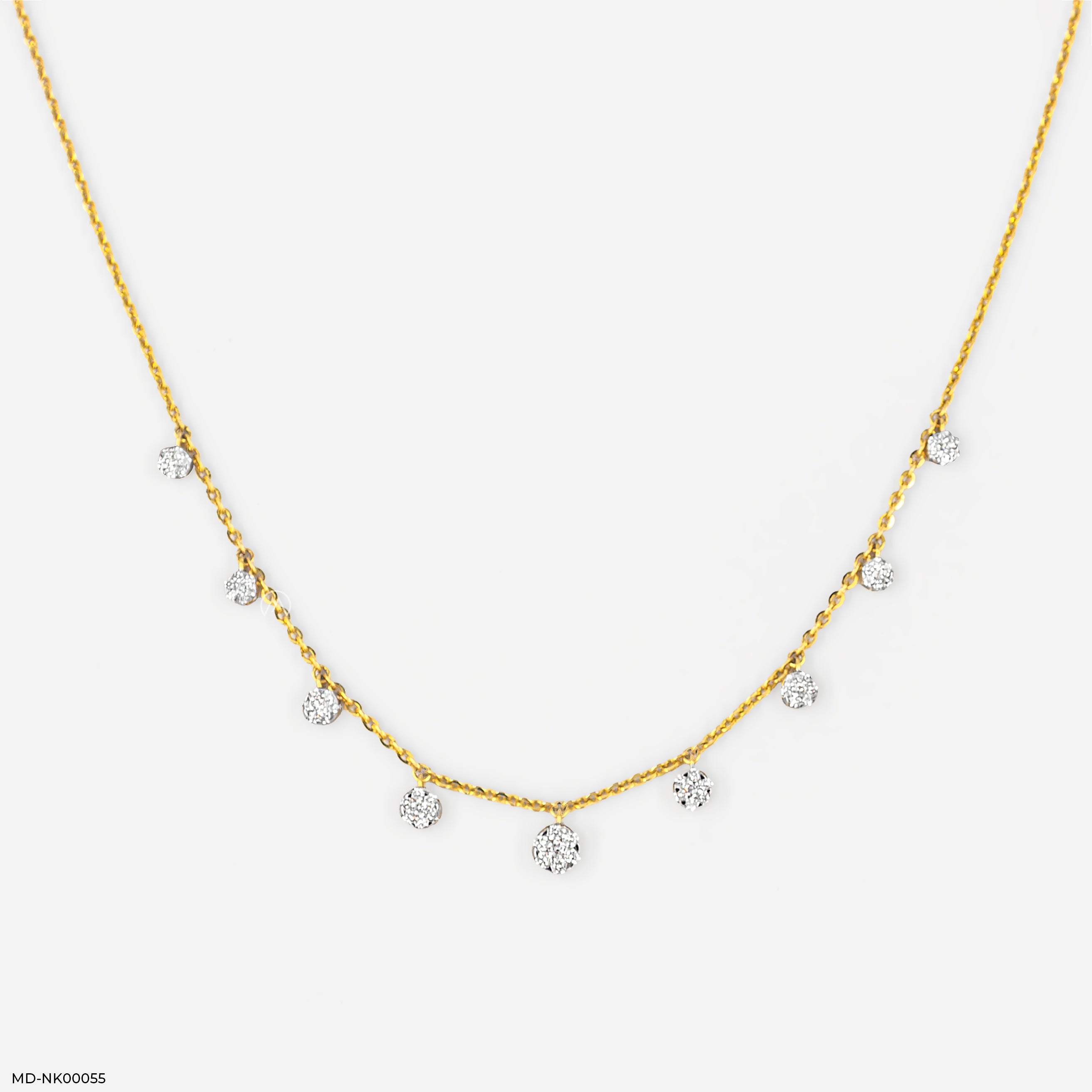 0.65 Carat Diamond Drop Station Necklace 14K Yellow Gold