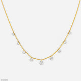 Diamond Drop Station Necklace 14K Yellow Gold