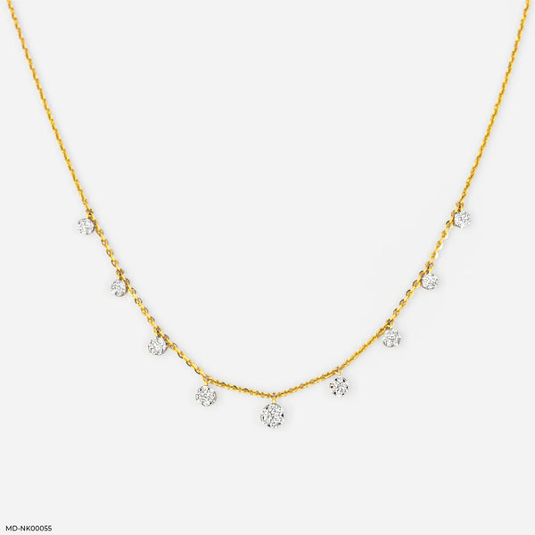 Diamond Drop Station Necklace 14K Yellow Gold