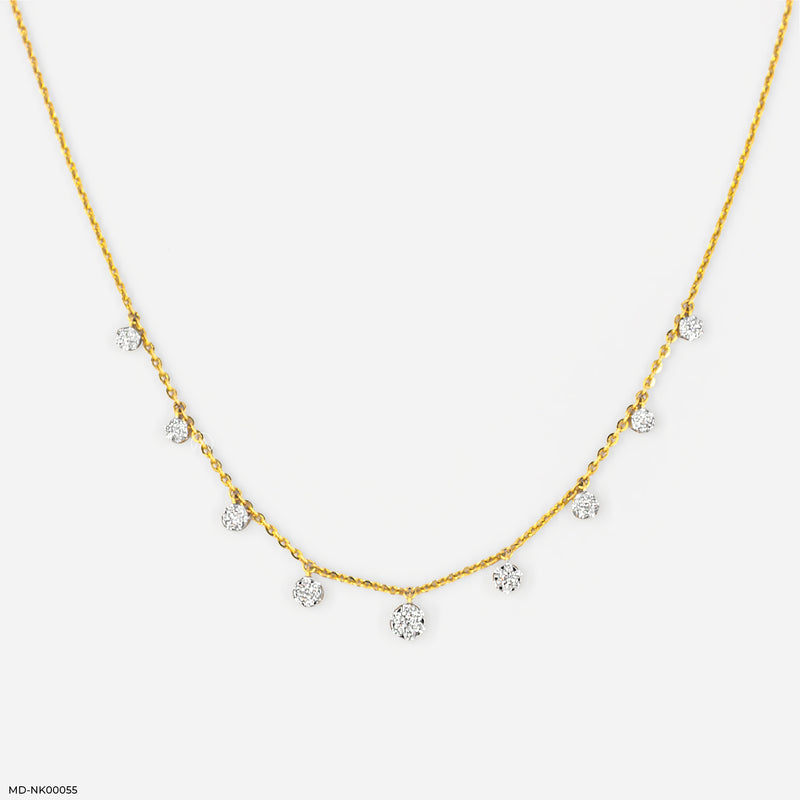 Diamond Drop Station Necklace 14K Yellow Gold