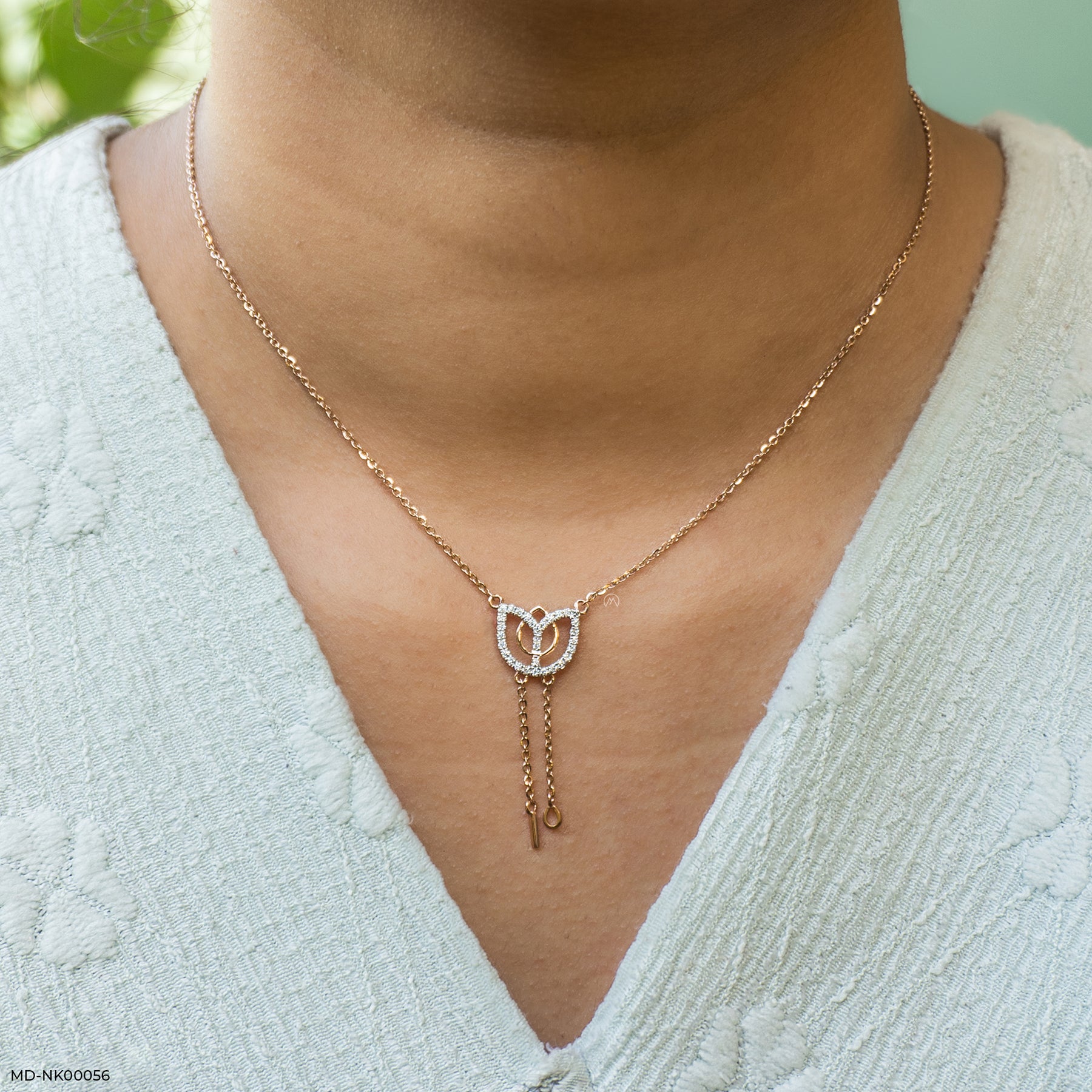 Lotus Shaped Office Wear Necklaces 9K Rose Gold