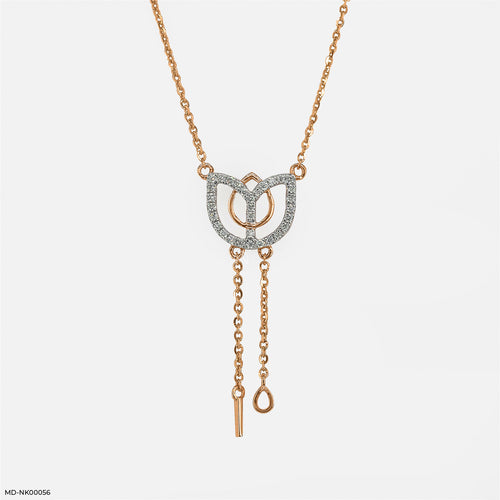 Lotus Shaped Office Wear Necklaces 14K Rose Gold