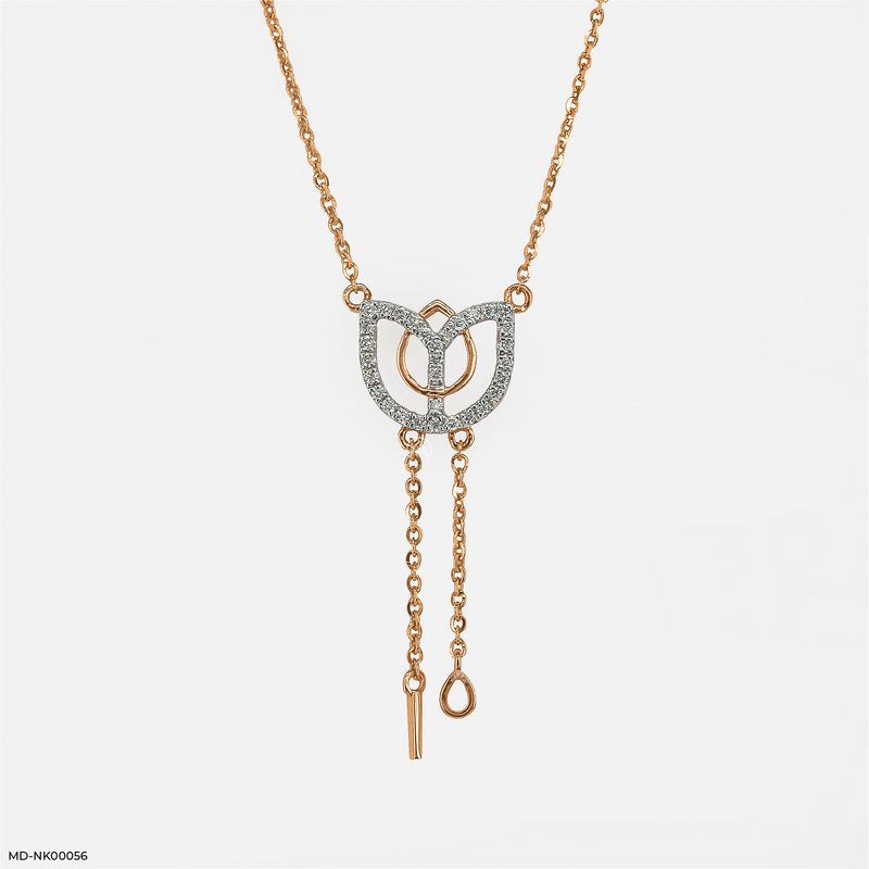 Lotus Shaped Office Wear Necklaces 14K Rose Gold