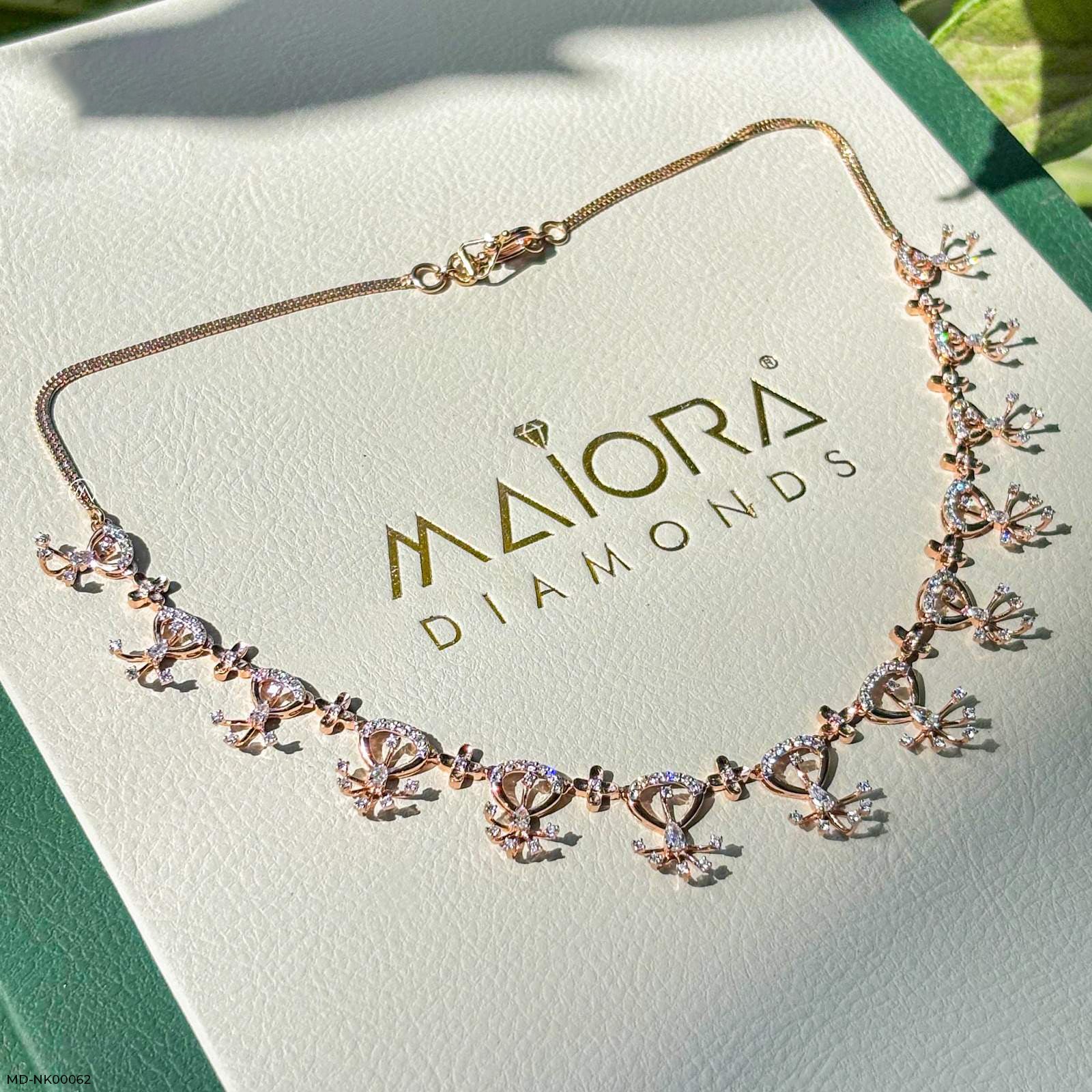 Crest Diamond Necklaces 9K Rose Gold