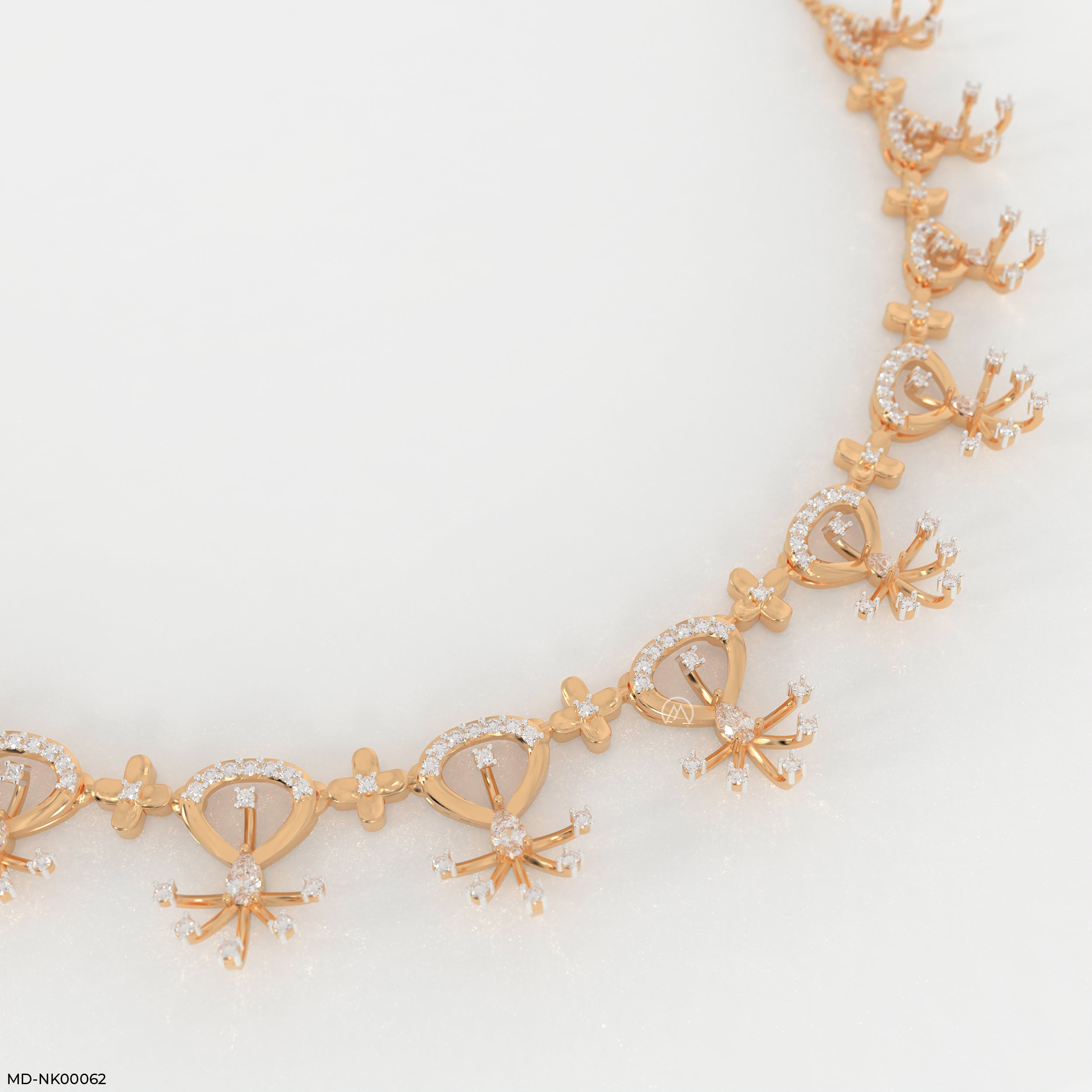 Crest Diamond Necklaces 9K Rose Gold
