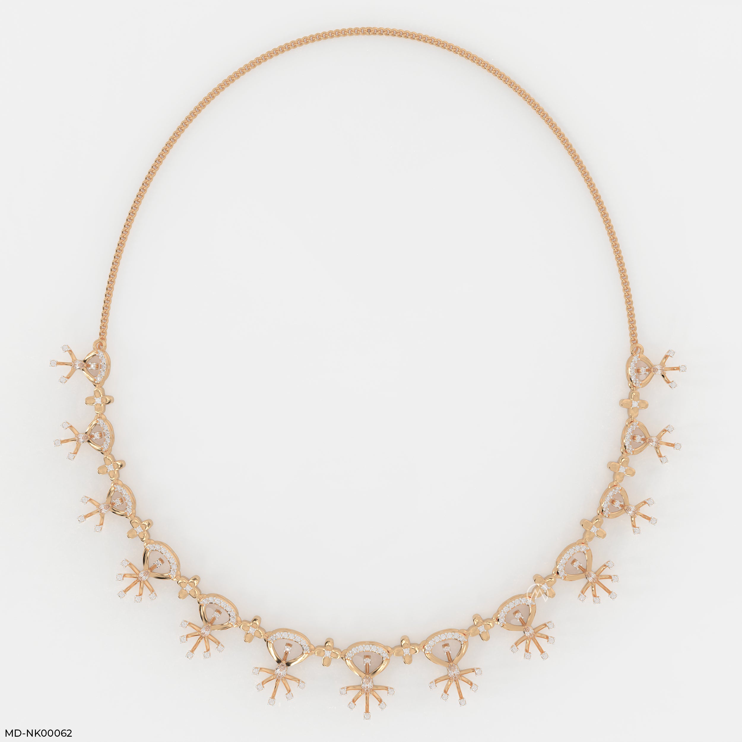 Crest Diamond Necklaces 9K Rose Gold