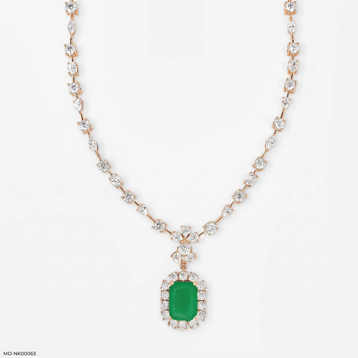 Regal Emerald Embrace Diamond Necklaces