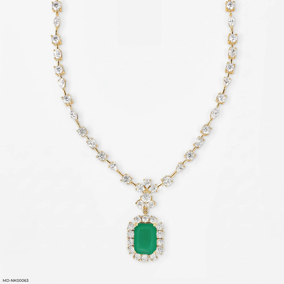 Regal Emerald Embrace Diamond Necklaces