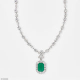 Regal Emerald Embrace Diamond Necklaces 18K White Gold