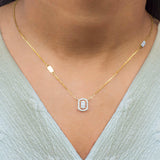 Emerald Cluster of Light Diamond Necklaces 14K Rose Gold