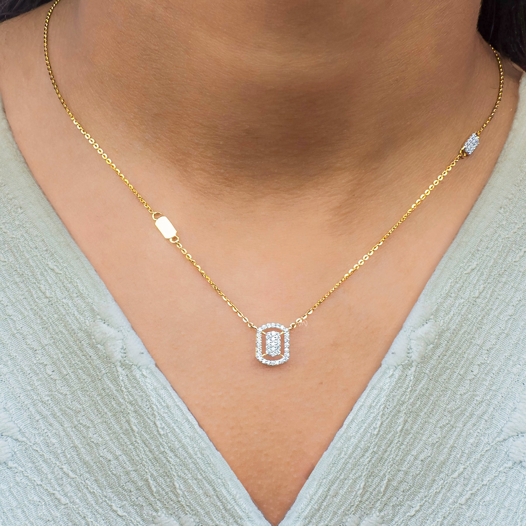 0.15 Carat Starburst Lab Diamond Pendant Necklace 14K Yellow Gold