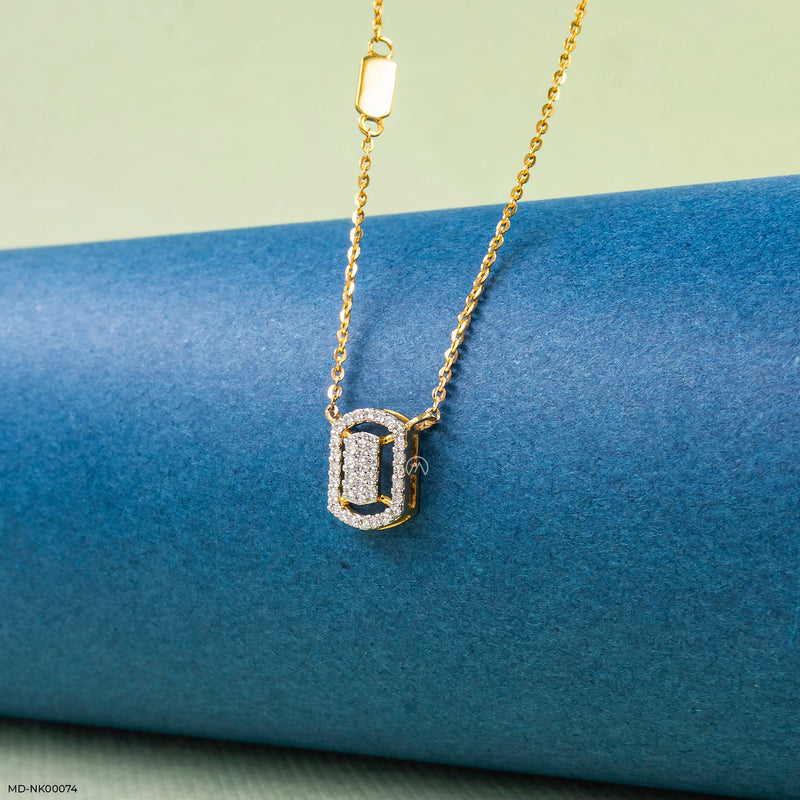 Emerald Cluster of Light Diamond Necklaces 14K Rose Gold