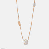 Emerald Cluster of Light Diamond Necklaces 14K Rose Gold