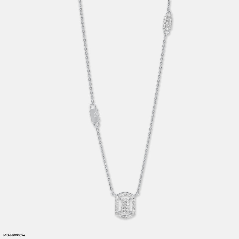 Emerald Cluster of Light Diamond Necklaces 14K Rose Gold