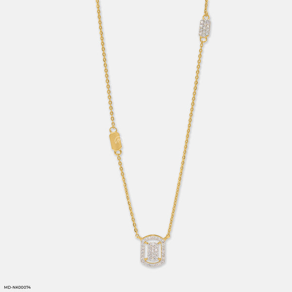 Emerald Cluster of Light Diamond Necklaces 14K Yellow Gold