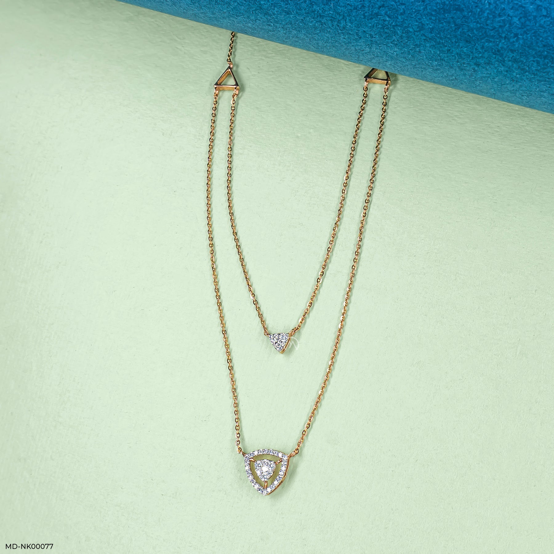 0.35 Carat Tri-Line Lab Diamond Necklace 18K Rose Gold
