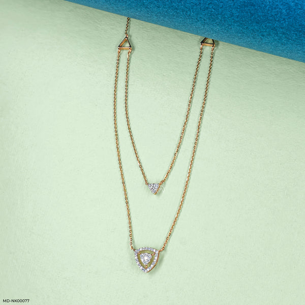 Tri-Line Diamond Necklace 18K Rose Gold