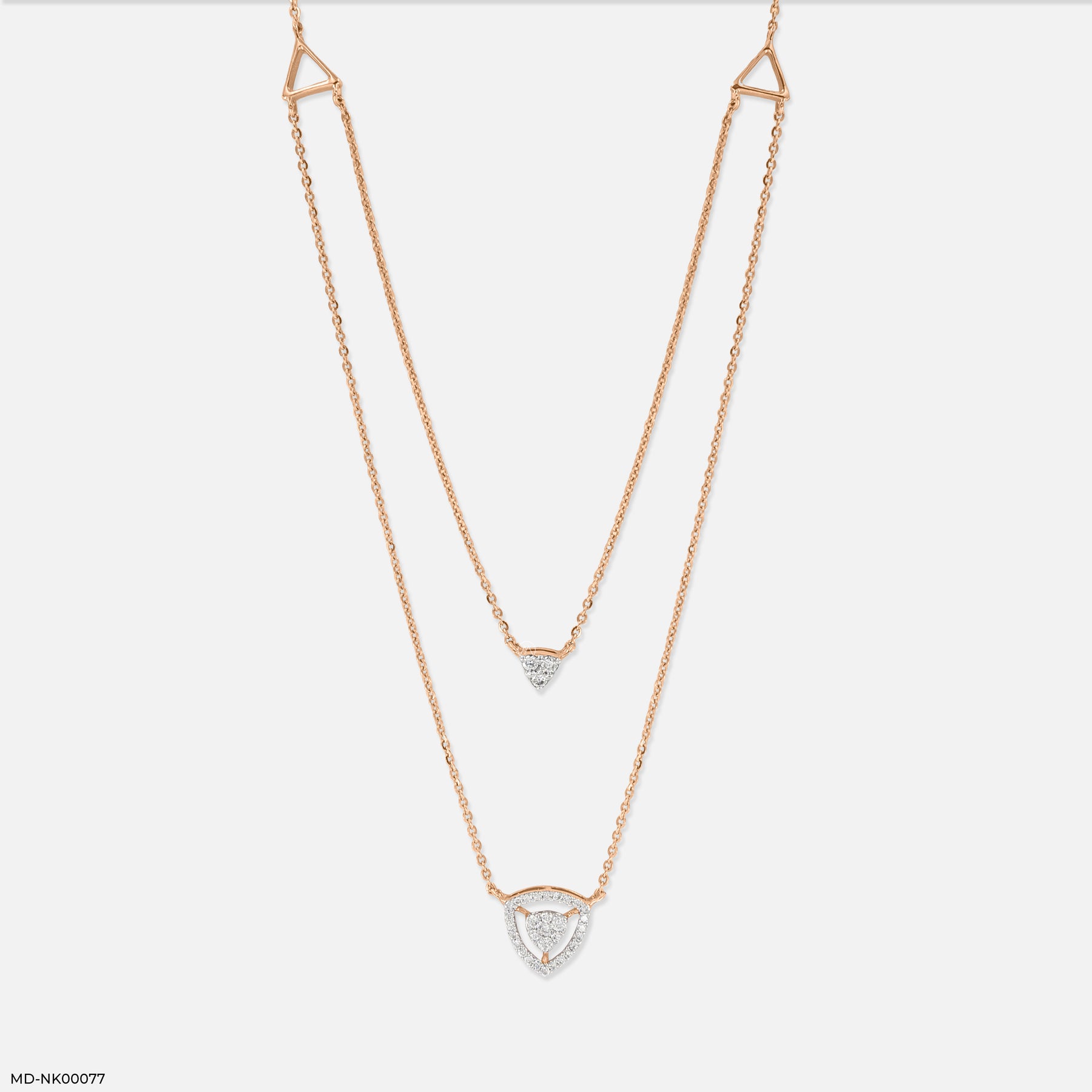 0.35 Carat Tri-Line Lab Diamond Necklace 18K Rose Gold