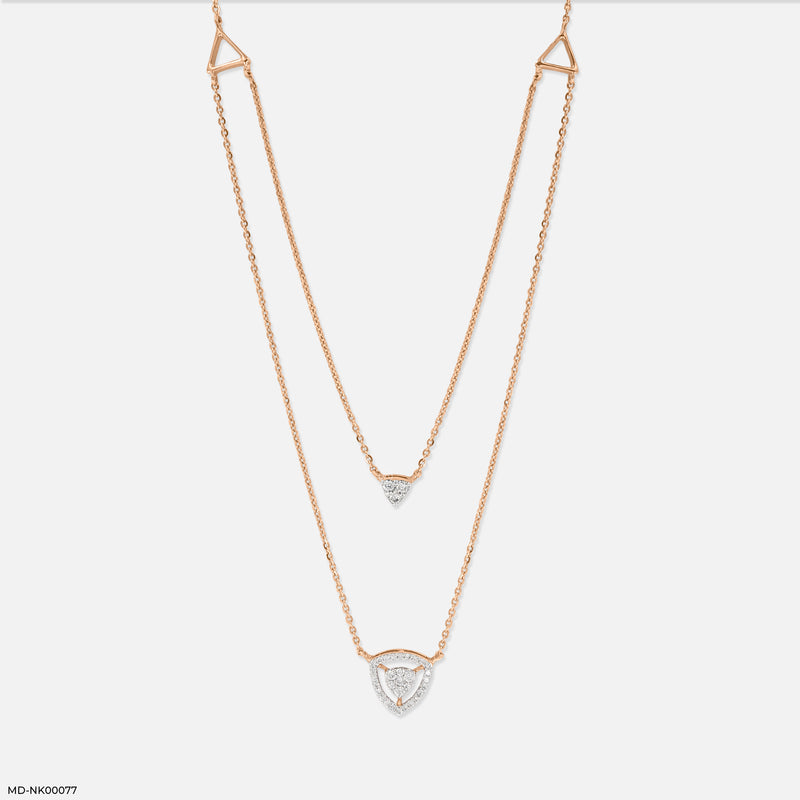 Tri-Line Lab Diamond Necklace 18K Rose Gold