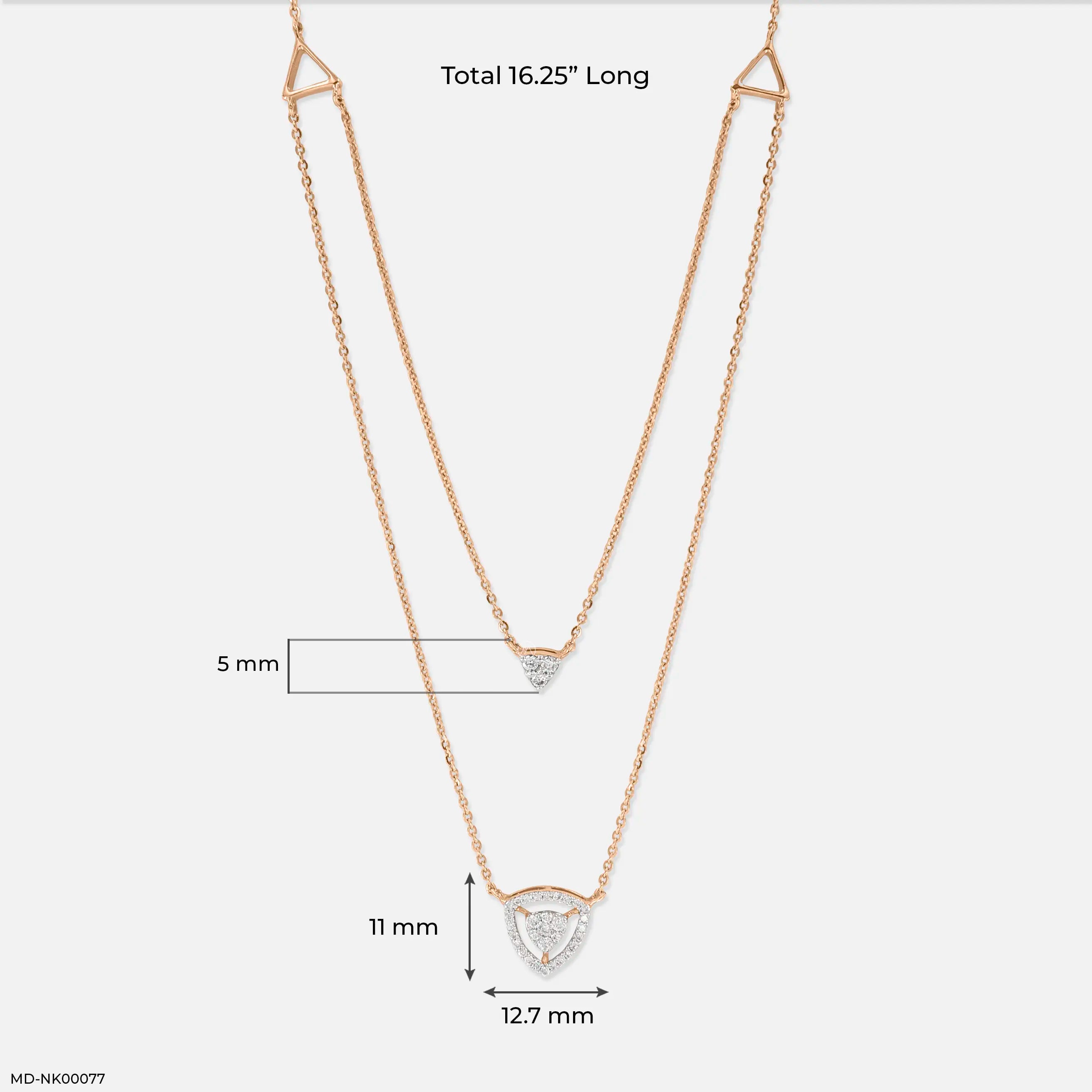 0.35 Carat Tri-Line Lab Diamond Necklace 18K Rose Gold