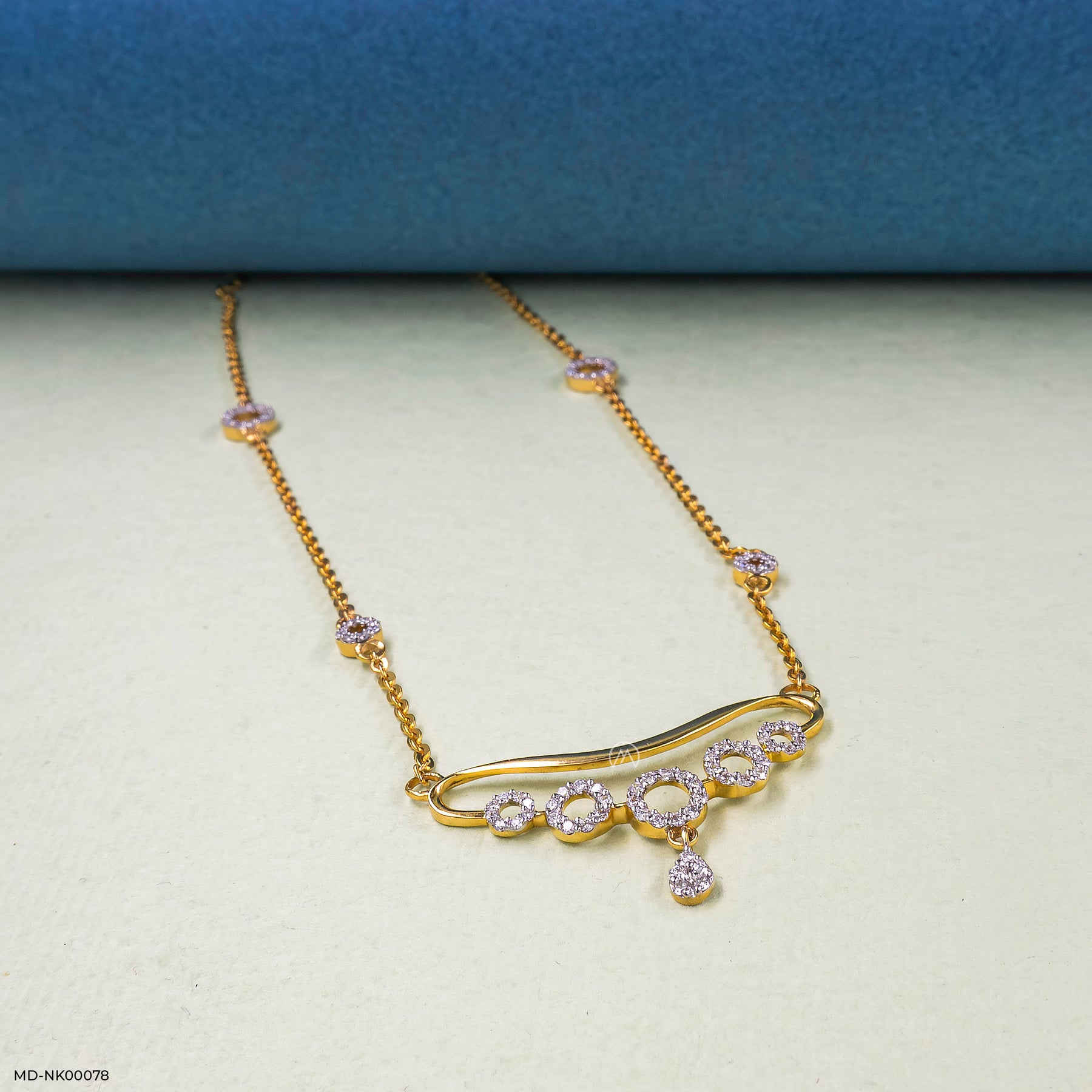 Five Sparkles  Diamond Necklaces 9K Yellow Gold