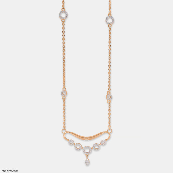 Five Sparkles  Diamond Necklaces 18K Rose Gold