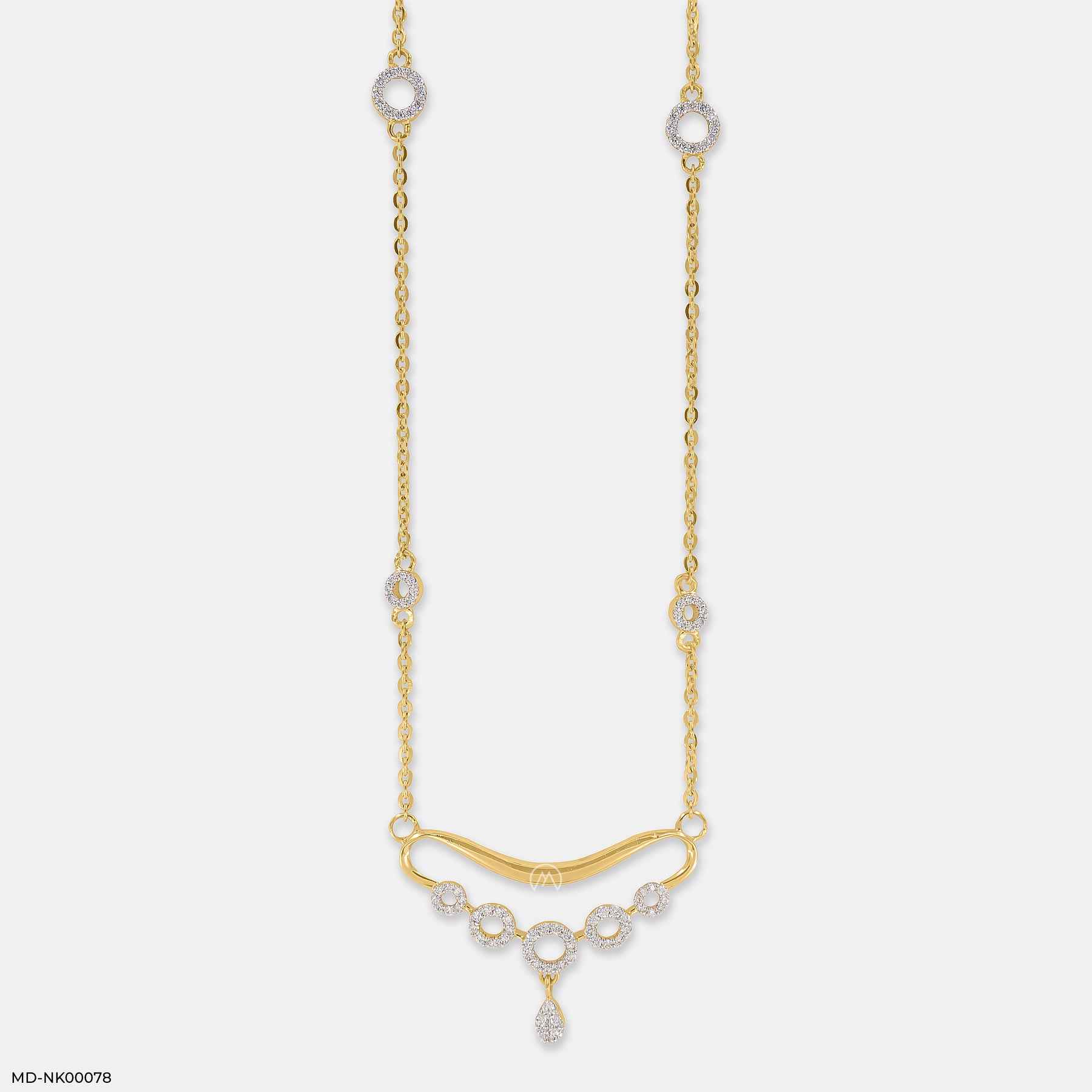 Five Sparkles  Diamond Necklaces 9K Yellow Gold