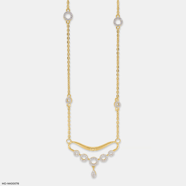 Five Sparkles  Diamond Necklaces 14K Yellow Gold