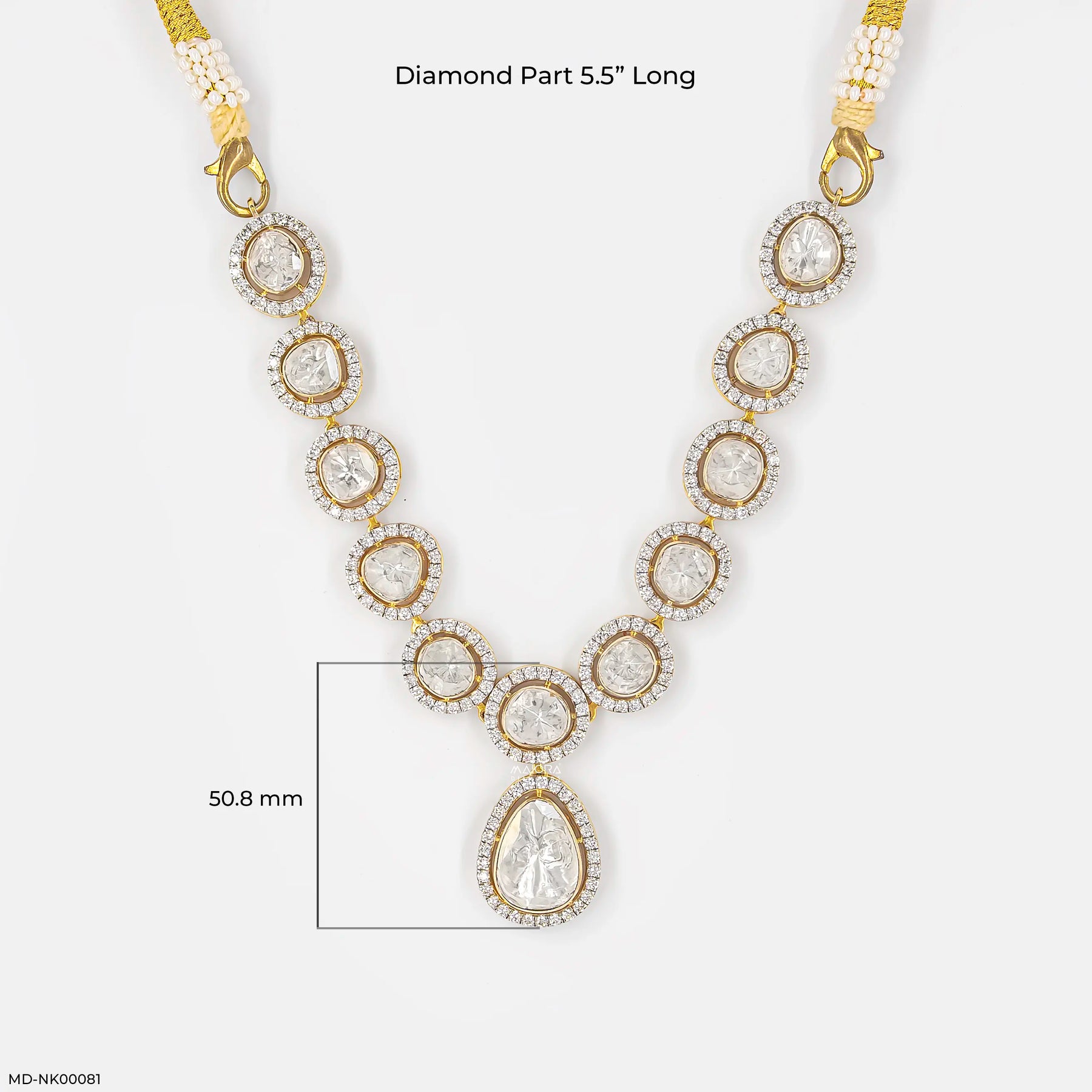 3 Carat Taj Polki Collar Lab Diamond Necklace 14K Yellow Gold