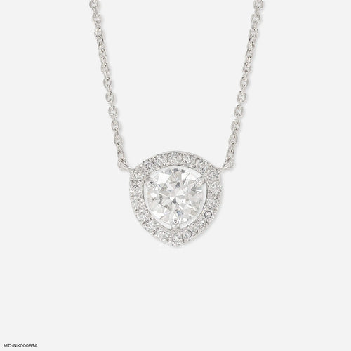 1.25 Carat Trillion Halo Diamond Necklace 14K White Gold