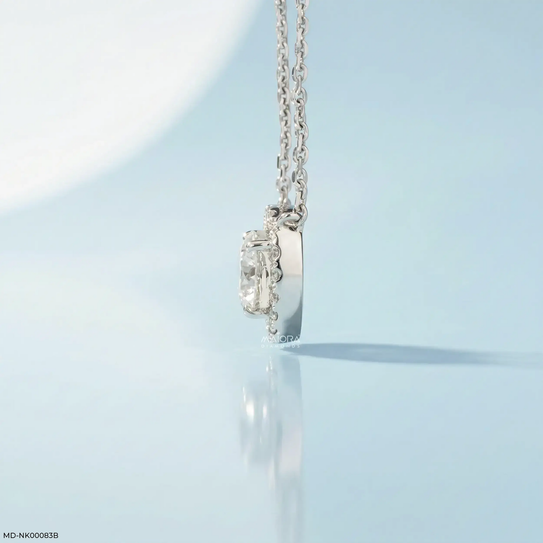 1.25 Carat Trillion Halo Diamond Necklace 14K White Gold