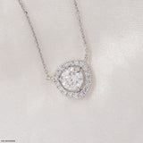 1.25 Carat Trillion Halo Diamond Necklace 14K White Gold