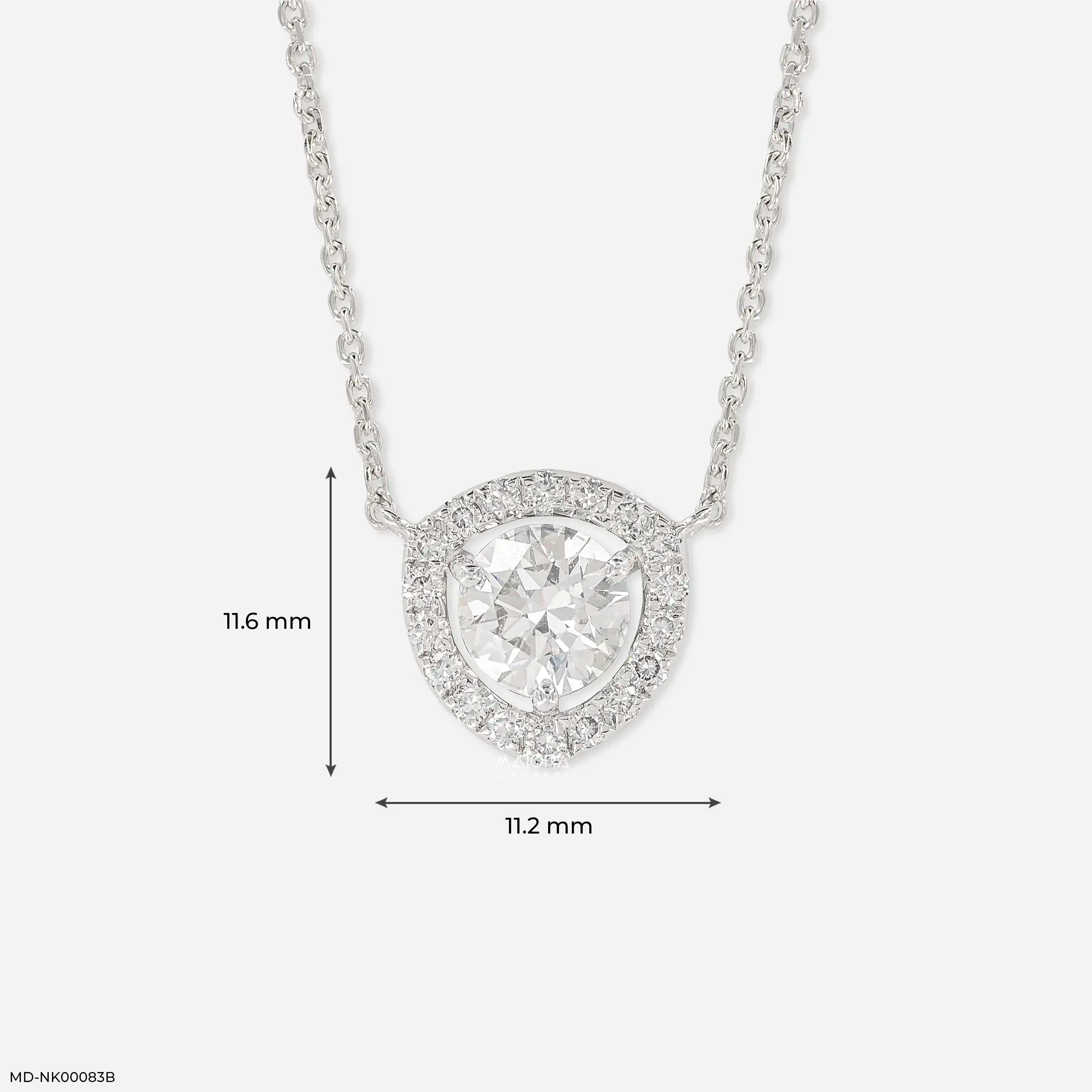 1.25 Carat Trillion Halo Diamond Necklace 14K White Gold