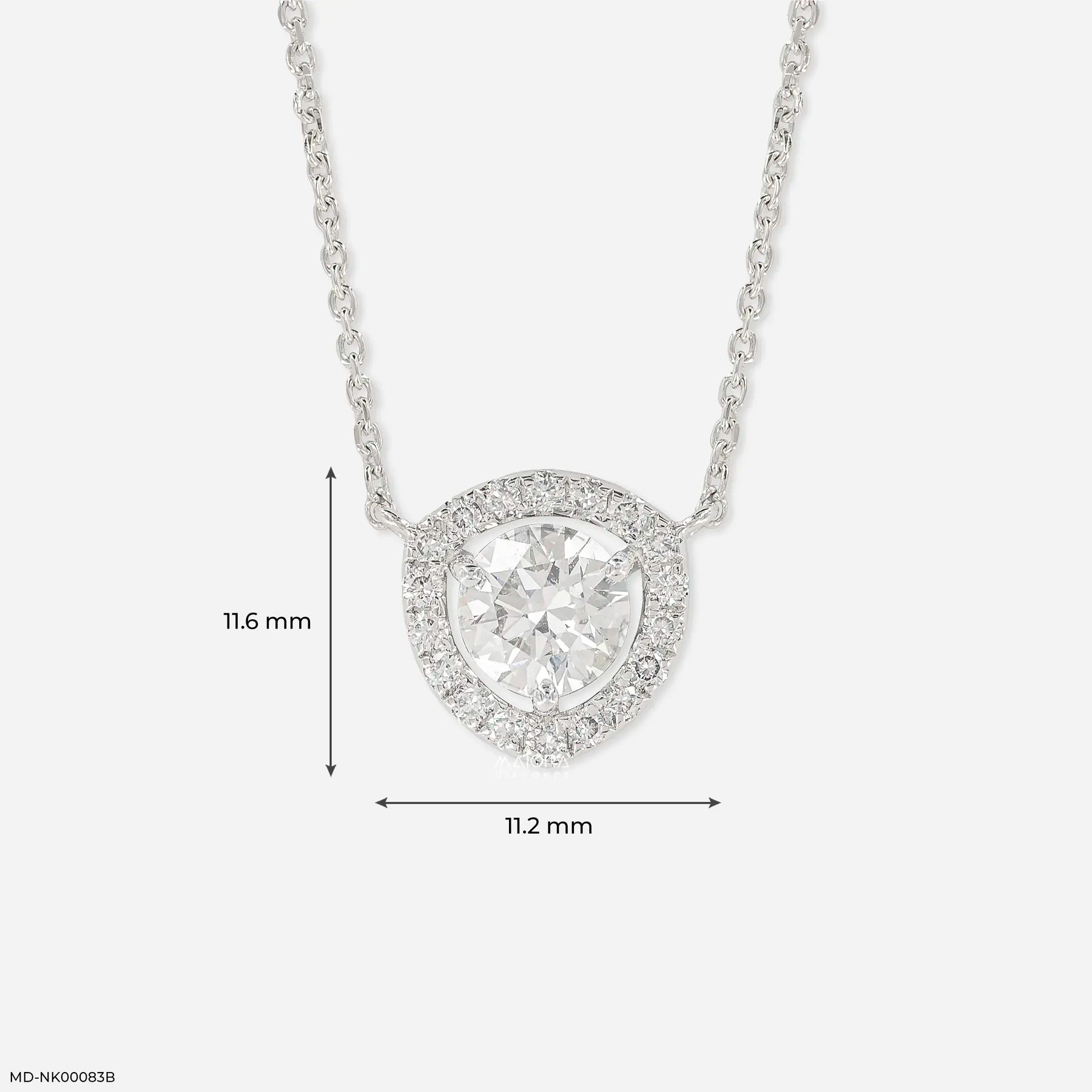 1.25 Carat Trillion Halo Diamond Necklace 14K White Gold