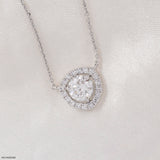 Trillion Halo Diamond Necklace 14K Yellow Gold