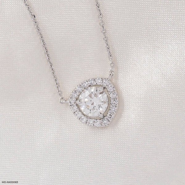Trillion Halo Diamond Necklace 14K White Gold