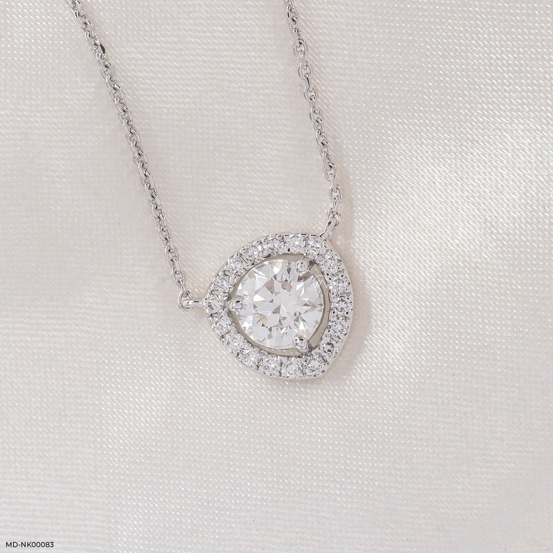 Trillion Halo Diamond Necklace 14K Yellow Gold