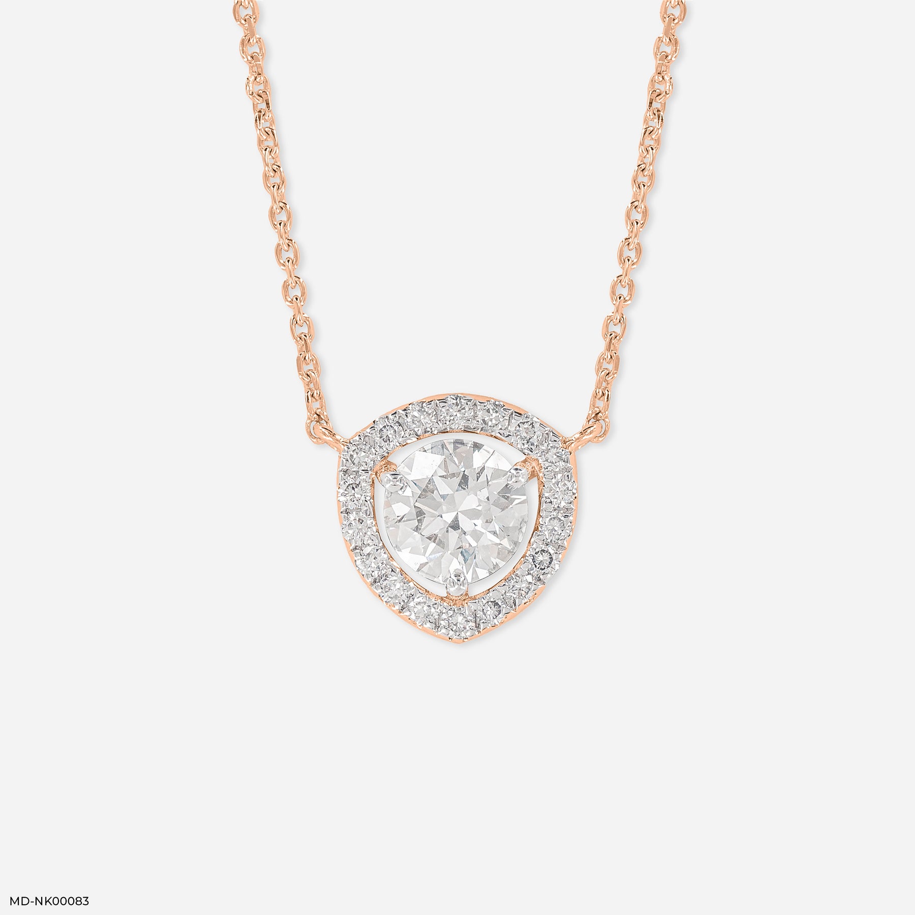 Trillion Halo Diamond Necklace 9K Yellow Gold
