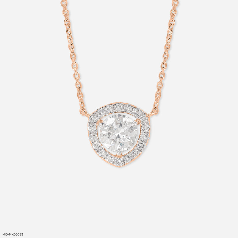 Trillion Halo Diamond Necklace 14K Yellow Gold