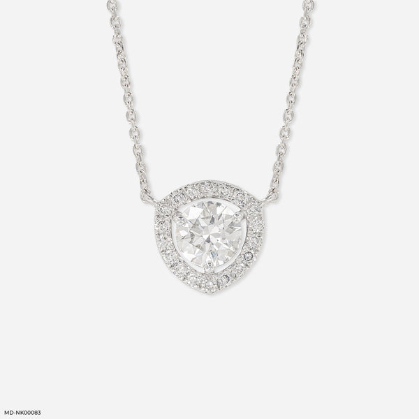 Trillion Halo Diamond Necklace 14K White Gold