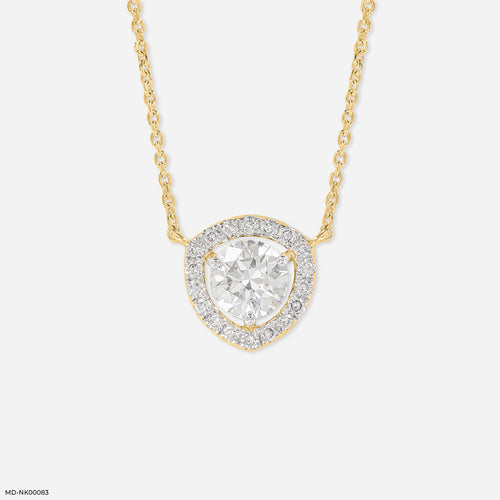 Trillion Halo Diamond Necklace 9K Yellow Gold