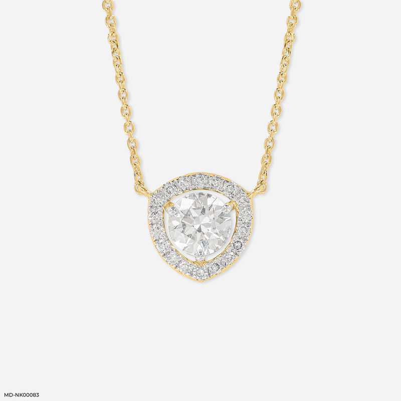 Trillion Halo Diamond Necklace 14K Yellow Gold
