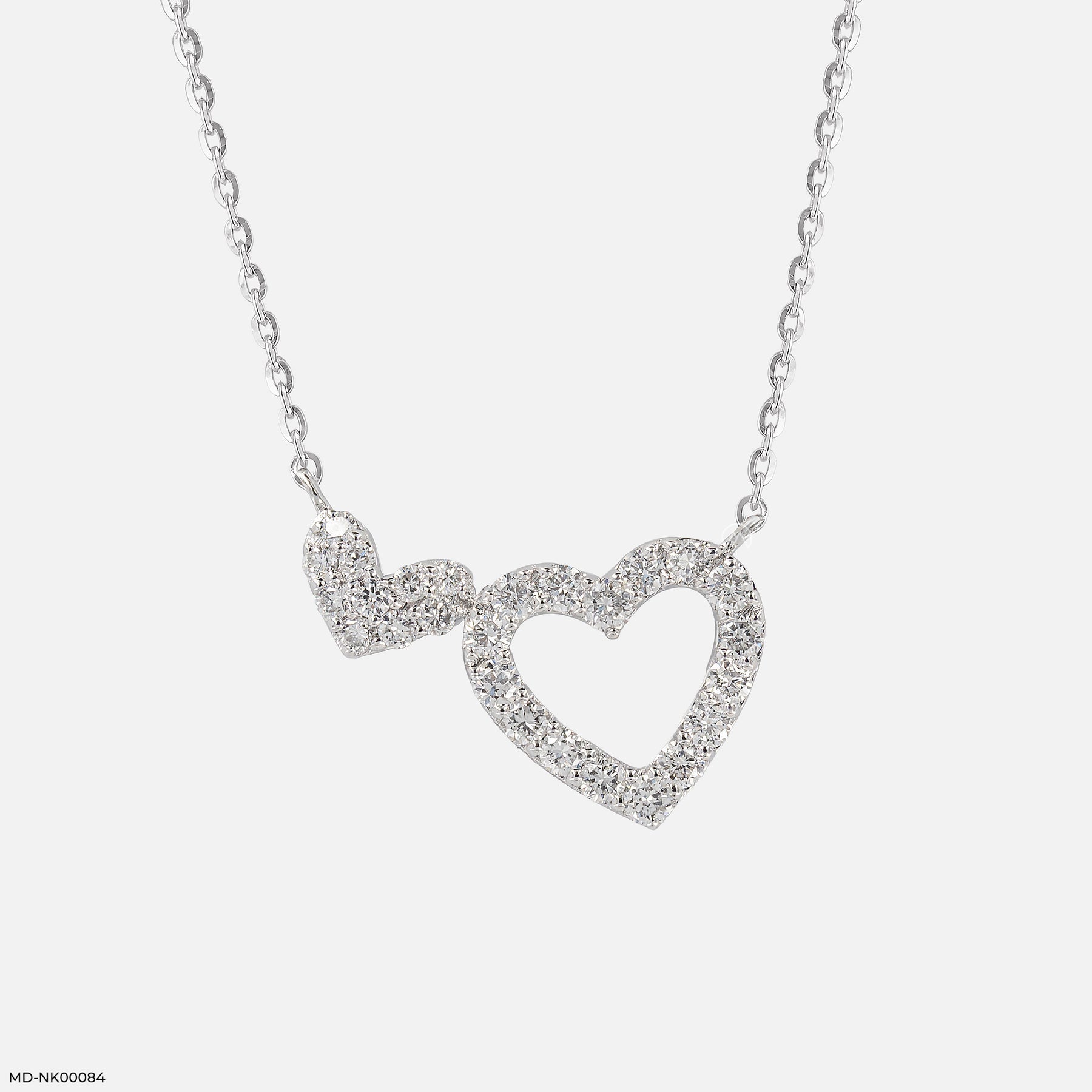 0.35 Carat Dual Heart's Embrace Lab Diamond Necklace 14K White Gold