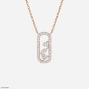 0.5 Carat Pave Oval Slider Necklace 14K Rose Gold