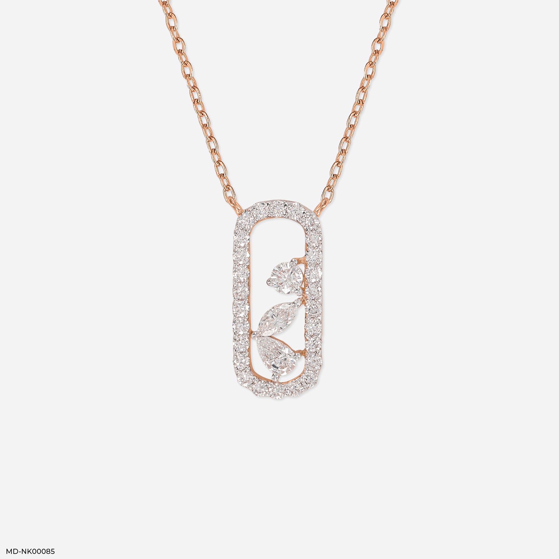 0.5 Carat Pave Oval Slider Necklace 9K Yellow Gold