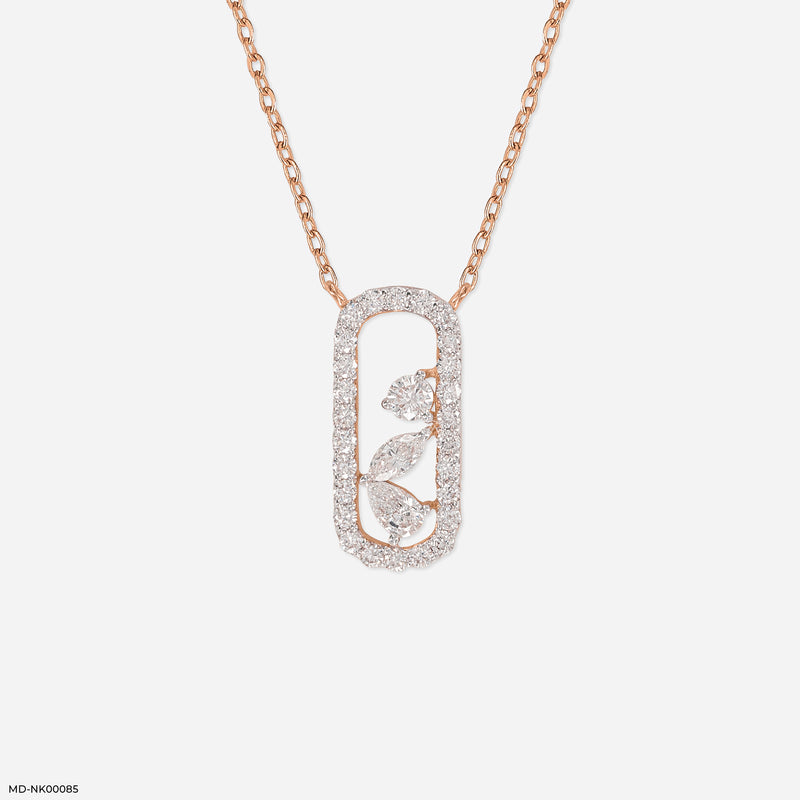 0.5 Carat Pave Oval Slider Necklace 9K Yellow Gold