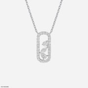 0.5 Carat Pave Oval Slider Necklace 9K White Gold