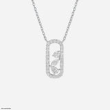 0.5 Carat Pave Oval Slider Necklace 9K Yellow Gold