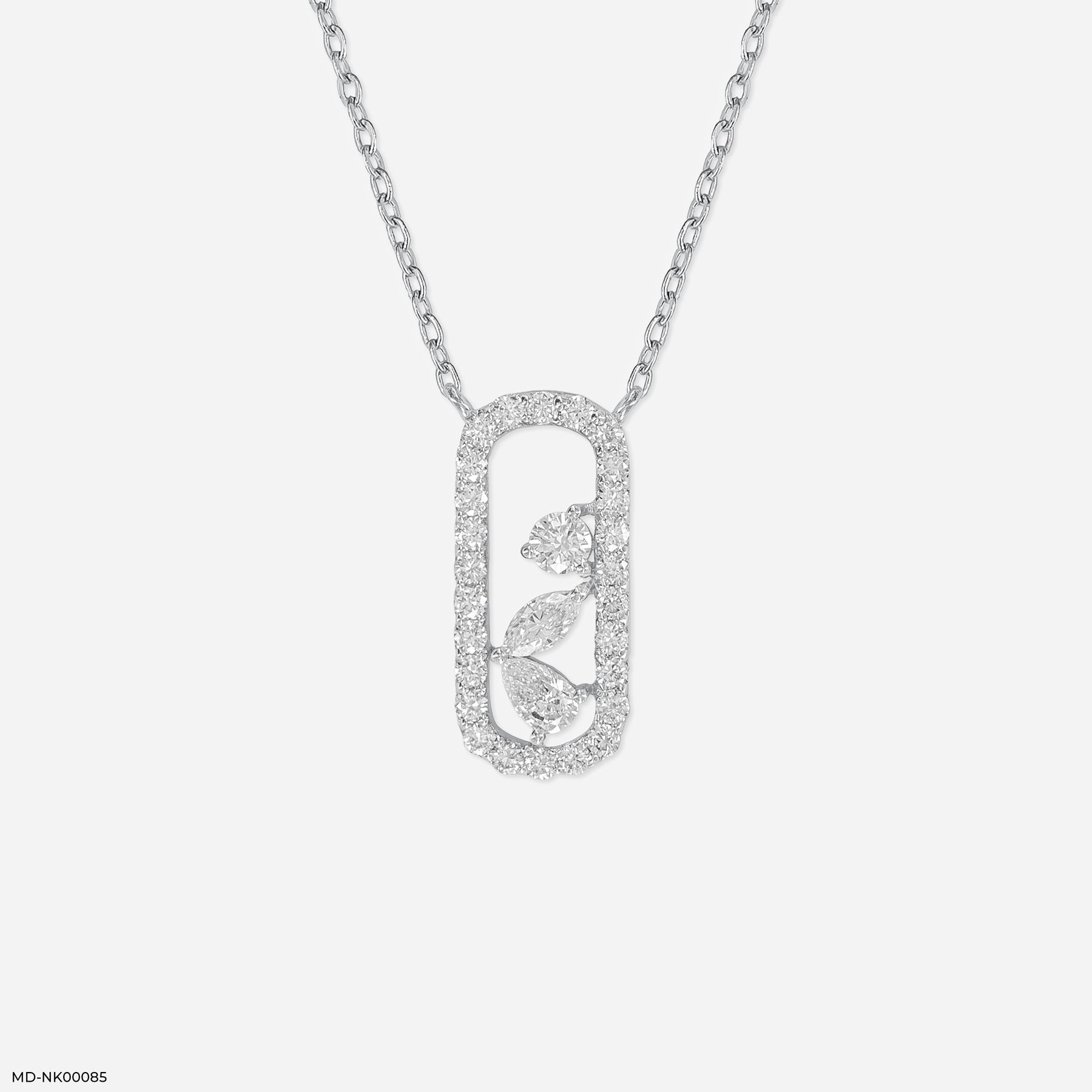 0.5 Carat Pave Oval Slider Necklace 9K Yellow Gold