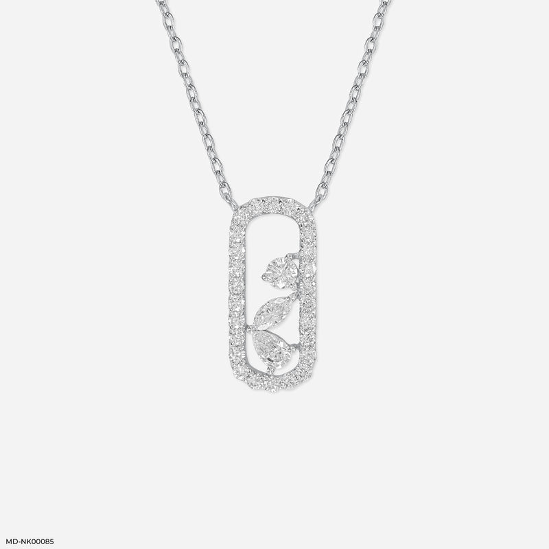 0.5 Carat Pave Oval Slider Necklace 9K Yellow Gold